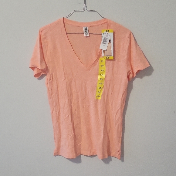 Stylish Peach V-Neck Women's Top - Picture 1 of 5